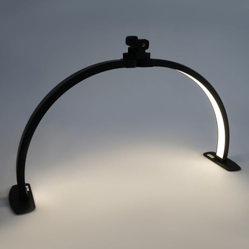 Klappbare Halbmond Lampe mit Telefonhalter Kosmetiklampe LED Nail Desk Lamp Einstellbares Desktop Halbmondlicht für Nageltisch Schönheit Wimpern (Schwarz) von Wiyuer