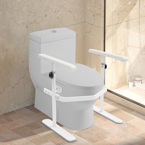 Toiletten-Sicherheitsschiene mit Rutschfestes Griff Toiletten-Sicherheitsrahmen verstellbare Toilettenschienen Handläufe für Senioren Behinderte bis 150kg von Wiyuer