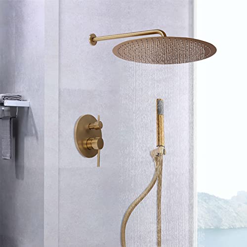 Unterputz Duscharmatur Set Gold 40cm Duschkopf Wandmontage Regendusche Komplettset Eckig Duschsystem Messing Duschset mit Handbrause für Haus Hotels Unterputz Duscharmatur Set Gold 40cm Duschkopf Wandmontage Regendusche Komplettset Eckig Duschsystem Messing Duschset mit Handbrause für Haus Hotels von Wiyuer
