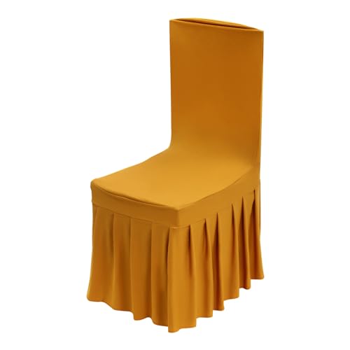 Wiyuer 20 Stück Universal Stuhlhusse mit Rock Abnehmbar Waschbar Stuhlabdeckungen Rock-Stil Stretch Stuhl Protector für Haus Hochzeit Zeremonie und Treffen weiß/Gold/schwarz (Gold) von Wiyuer