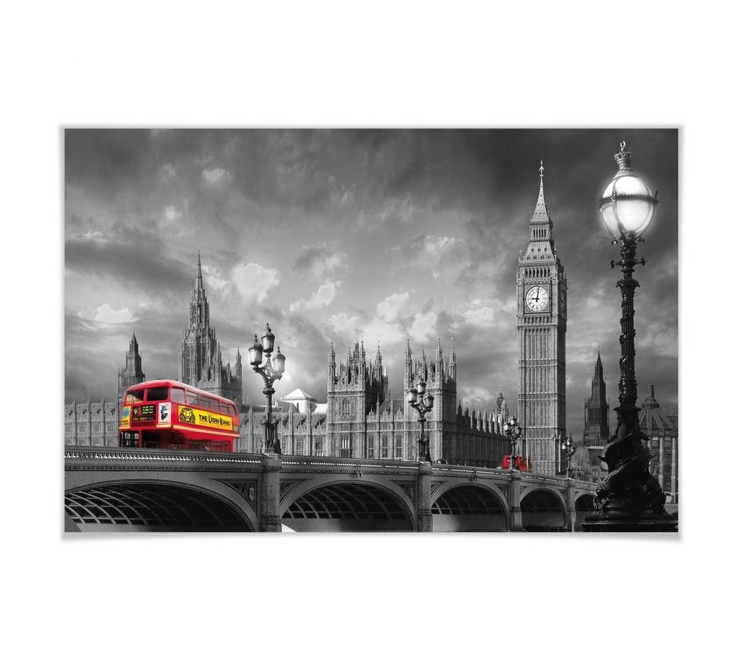 Wizard + Genius Poster XXL Poster London Red Bus Westminster Bridge Wandposter 175x115 cm, Wohnzimmer Wandbild modern von Wizard + Genius