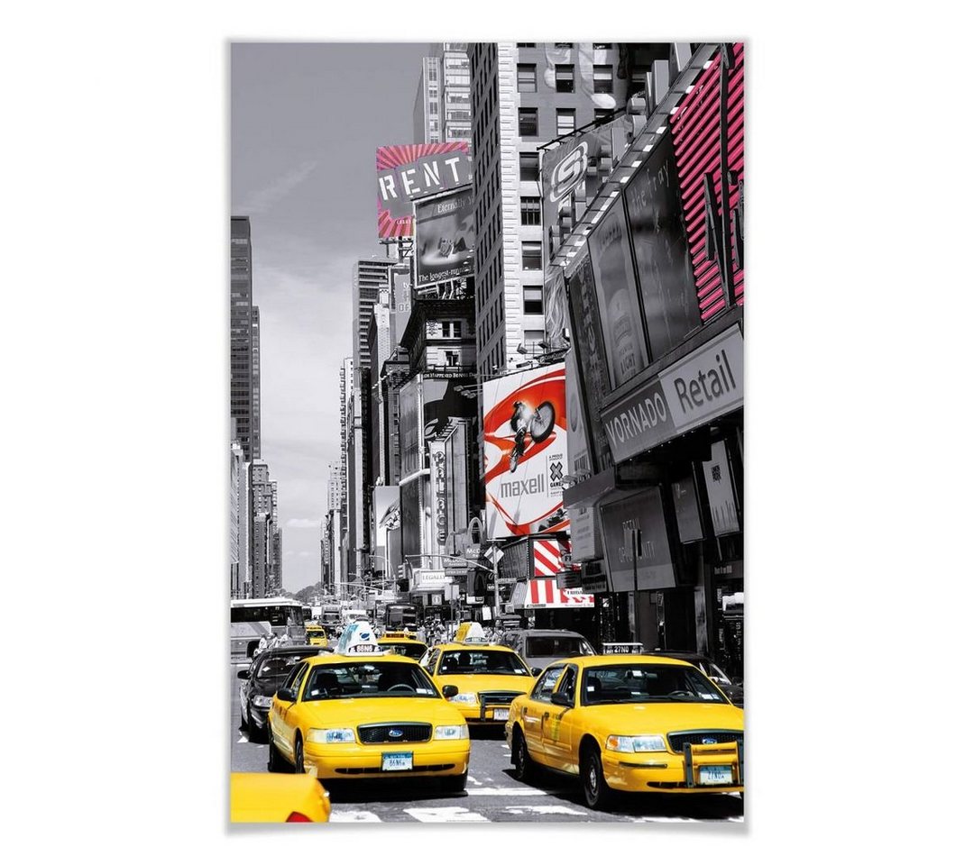 Wizard + Genius Poster XXL Poster Times Square Taxi Retro großes Wandposter 115x175 cm, Wohnzimmer Wandbild modern von Wizard + Genius