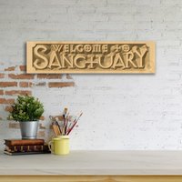 Willkommen in Sanctuary Graviert Zeichen von WizardsBeardCo