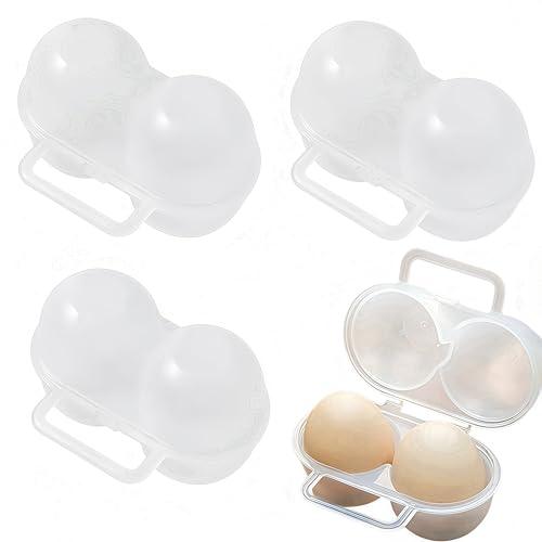 4 tragbare Eierbecher, WizeFolk Eierbehälter mit 2 Gittern, stoßfeste Eierbox, transparenter Kunststoff, Eierhalter für Küche, Camping, Outdoor, Picknick, Wandern von WizeFolk