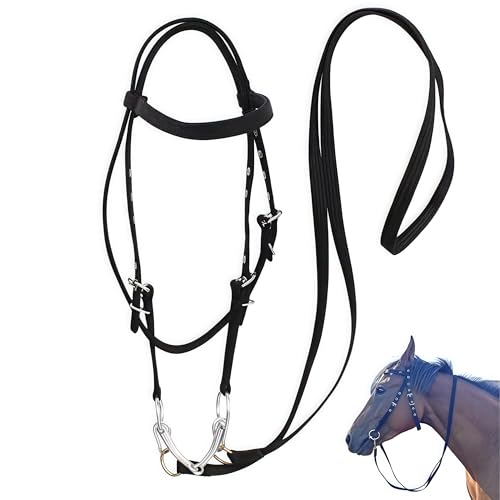 Zaumzeug Zaumzeug Halstecher für Pferde-Trainingszubehör Halfter Trainingszüge, geeignet für Ponys mit einer Schulterhöhe von 0,9-1,3 m, schwarz von WizeFolk