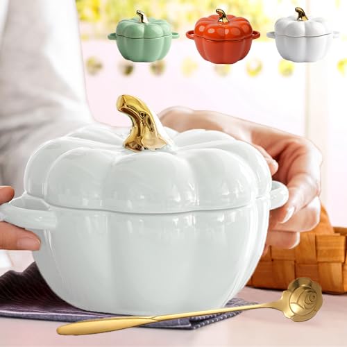 Keramikschale mit Deckel, 425 ml, mikrowellen- und spülmaschinenfest, Kürbis-Suppenschüssel mit Griff, Kürbis-Dekor, Aufbewahrungsglas für Zuhause, Thanksgiving, Halloween-Party, Kürbisschale, Keramikschale mit Deckel, 425 ml, mikrowellen- und spülmaschinenfest, Kürbis-Suppenschüssel mit Griff, Kürbis-Dekor, Aufbewahrungsglas für Zuhause, Thanksgiving, Halloween-Party, Kürbisschale, von Wiztoynia