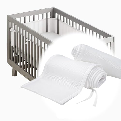 Bettumrandung Kinderbett Bettkantenschutz Bettumrandung Babybett Handmade，Antiallergisch Umrandung Babybett Universal,White von Wizvox
