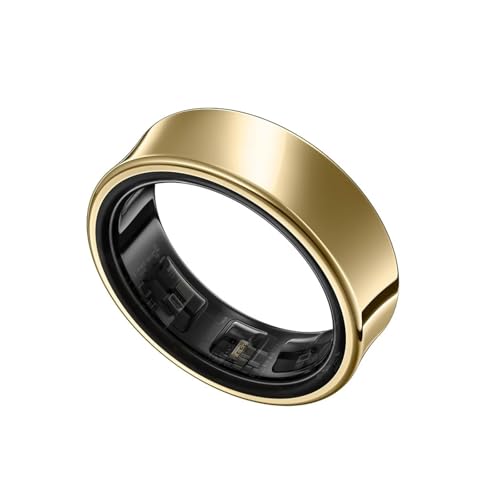 Wizvox 2025 Fitness Ring Damen, Mit Herzfrequenz, SpO2, Schlafmonitoring, Schrittzähler und Kalorienzähler, Fit Ring IPX8 Wasserdicht App Ohne Abonnement R70616,Gold-12# von Wizvox
