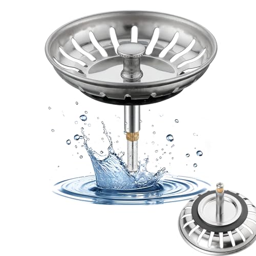 Wjelet 1 Stück Universal Höhenverstellbares Abflusssieb, 82 mm Edelstahl Siebkörbchen Spülbecken mit 30 mm Schrauben, Waschbeckenstöpsel Waschbeckensieb für Küchenspüle Wjelet 1 Stück Universal Höhenverstellbares Abflusssieb, 82 mm Edelstahl Siebkörbchen Spülbecken mit 30 mm Schrauben, Waschbeckenstöpsel Waschbeckensieb für Küchenspüle von Wjelet
