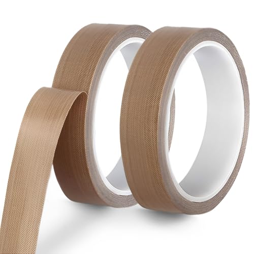 Wjelet 2 Rollen Teflonband Selbstklebend 15mmx10m x0.18mm(T),Hitzebeständiges Klebeband,PTFE Glasgewebeband Hochtemperaturband für Vakuumiergerät, Hand und Impulsversiegeler Anwendungen von Wjelet