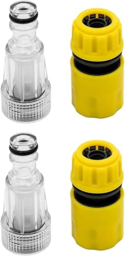 Wjelet 2 Stück Hochdruckreiniger-Pistolen-Adapter und 2 Stück Schlauchhahn-Anschluss, Schnellkupplung, 3/4 Zoll Schlauchverbinder, Unterlegscheiben-Schlauchverbinder für Garten, Weiß und Gelb von Wjelet