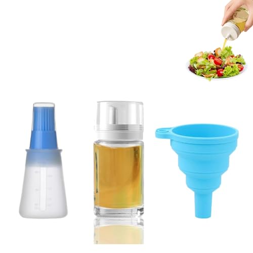 Wjelet 3 Stück Glas Ölflasche mit Silikon Flasche Pinsel und Trichter Set, 100ml Leakproof Kleine Essig und Ölflaschen Set, Glass Oil and Vinegar Dispenser Bottles Ideal für Küche und Grill Wjelet 3 Stück Glas Ölflasche mit Silikon Flasche Pinsel und Trichter Set, 100ml Leakproof Kleine Essig und Ölflaschen Set, Glass Oil and Vinegar Dispenser Bottles Ideal für Küche und Grill von Wjelet
