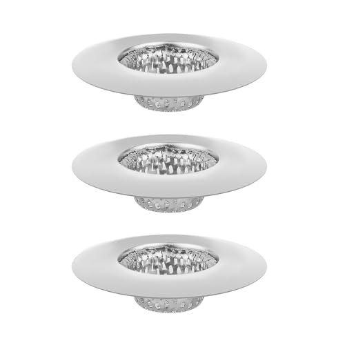 Wjelet 3 Stück Abflusssieb, Sieb Dusche Abfluss Haare, Abflusssieb Küchenspüle, Waschbecken Sieb, Edelstahl, Silber von Wjelet