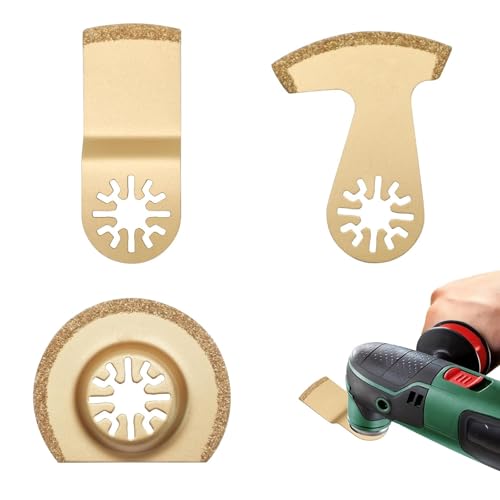 Wjelet 3 Stück Multitool Werkzeug Sägeblätter, Multitool Zubehör Halbkreisförmige, Szillierende Sägeblätter Beton, Oszillierender Sägeadapter, Multitool Zubehör Stein von Wjelet