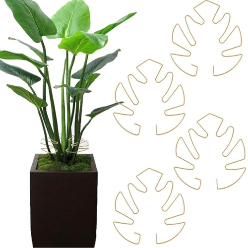 Wjelet 4 Stück Pflanzenstützen für Zimmerpflanzen,Monstera Rankhilfe,Blattförmige Pflanzenstütze Aus Metall,Robuste Rankhilfe Für Monstera Und Kletterpflanzen von Wjelet