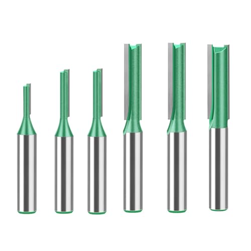 Wjelet 6 Stück Fräser Ø3-8 mm Schaft Nutfräser Set,Für Oberfräsen Und Präzise Holzfräsarbeiten Hochwertige Fräser Mit Geradem Schaft- Oberfräser Holzfräser Gerader Fräser von Wjelet