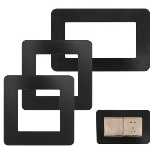 Wjelet Lichtschaltereinfassung, Steckdoseneinfassung, Acryl und Harz, dekorative Rahmenabdeckung, selbstklebende Fingerplatte für Heim- und Bürowanddekoration, 3 Stück (schwarz) von Wjelet