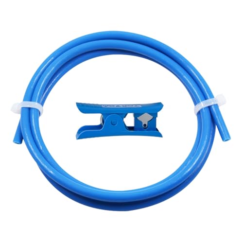 Wjelet PTFE Pneumatik Schlauch Blau, Teflonschlauch 4mm OD 2mm ID, Teflon Tube, PTFE Tube Teflonschlauch Luftschlauch Rohr Rohrsatz(2M) mit Blauer PTFE-Schlauchschneider 1,75 Filament 3D-Drucke. von Wjelet