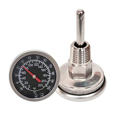 1/4 NPT Gewindeverbindungsthermometer -10–100 ℃/0–220 ºF Temperaturanzeige 1 4" Edelstahlthermometer Für Kessel Wasserkocher von Wjsdsg