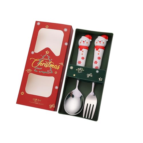 Elegantes Löffel Und Gabel Set Weihnachtsbesteck Weihnachtsbesteck 410 Edelstahlgeschirr Perfekt Für Partys Und Geschenke von Wjsdsg