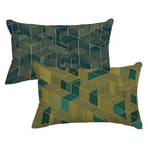 2er Set Kissenbezug 30 50 GrüN, Geometrie Kopfkissenbezug 30x50 cm mit Unsichtbarer Reißverschluss, Doppelseitig Samt Kissenhülle Sofakissen Schlafzimmer Dekokissen Bett Kissenbezüge 2 Pack, Model568 2er Set Kissenbezug 30 50 GrüN, Geometrie Kopfkissenbezug 30x50 cm mit Unsichtbarer Reißverschluss, Doppelseitig Samt Kissenhülle Sofakissen Schlafzimmer Dekokissen Bett Kissenbezüge 2 Pack, Model568 von Wjxzsccw