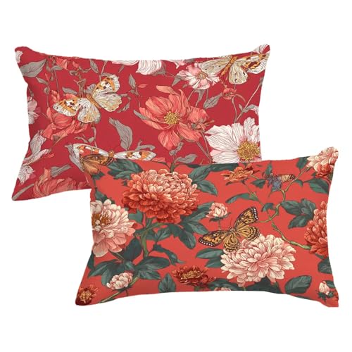 2er Set Kissenbezug 30 60 Rot, Schmetterling Kopfkissenbezug 30x60 cm mit Unsichtbarer Reißverschluss, Doppelseitig Samt Kissenhülle Sofakissen Schlafzimmer Dekokissen Bett Kissenbezüge,Model604 2er Set Kissenbezug 30 60 Rot, Schmetterling Kopfkissenbezug 30x60 cm mit Unsichtbarer Reißverschluss, Doppelseitig Samt Kissenhülle Sofakissen Schlafzimmer Dekokissen Bett Kissenbezüge,Model604 von Wjxzsccw
