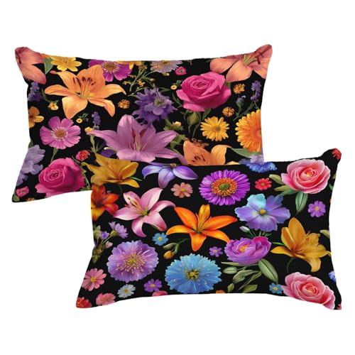 2er Set Kissenbezug 40 80 Farbige Blumen, Blume Kopfkissenbezug 40x80 cm mit Unsichtbarer Reißverschluss, Doppelseitig Samt Kissenhülle Sofakissen Schlafzimmer Dekokissen Bett Kissenbezüge,Model625 2er Set Kissenbezug 40 80 Farbige Blumen, Blume Kopfkissenbezug 40x80 cm mit Unsichtbarer Reißverschluss, Doppelseitig Samt Kissenhülle Sofakissen Schlafzimmer Dekokissen Bett Kissenbezüge,Model625 von Wjxzsccw