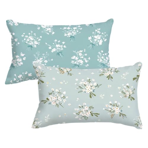 2er Set Kissenbezug 40 80 GrüN, WeißE Blumen Kopfkissenbezug 40x80 cm mit Unsichtbarer Reißverschluss, Doppelseitig Samt Kissenhülle Sofakissen Schlafzimmer Dekokissen Bett Kissenbezüge,Model358 2er Set Kissenbezug 40 80 GrüN, WeißE Blumen Kopfkissenbezug 40x80 cm mit Unsichtbarer Reißverschluss, Doppelseitig Samt Kissenhülle Sofakissen Schlafzimmer Dekokissen Bett Kissenbezüge,Model358 von Wjxzsccw