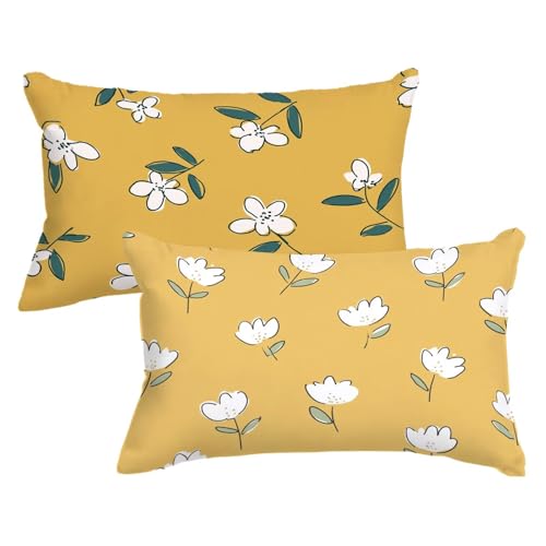 2er Set Kissenbezug 50 70 Gelb, WeißE Blumen Kopfkissenbezug 50x70 cm mit Unsichtbarer Reißverschluss, Doppelseitig Samt Kissenhülle Sofakissen Schlafzimmer Dekokissen Bett Kissenbezüge,Model652 2er Set Kissenbezug 50 70 Gelb, WeißE Blumen Kopfkissenbezug 50x70 cm mit Unsichtbarer Reißverschluss, Doppelseitig Samt Kissenhülle Sofakissen Schlafzimmer Dekokissen Bett Kissenbezüge,Model652 von Wjxzsccw