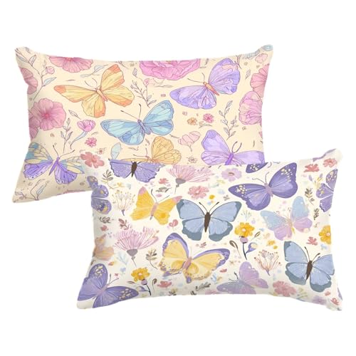 Kissenbezug 30 x 60cm 2er Set Rechteckig Kopfkissenbezug Blume Sofakissen Schmetterling Dekokissen Samt Couchkissen Doppelseitig Zierkissen mit Unsichtbarer Reißverschluss für Herbst Deko,Model630 Kissenbezug 30 x 60cm 2er Set Rechteckig Kopfkissenbezug Blume Sofakissen Schmetterling Dekokissen Samt Couchkissen Doppelseitig Zierkissen mit Unsichtbarer Reißverschluss für Herbst Deko,Model630 von Wjxzsccw