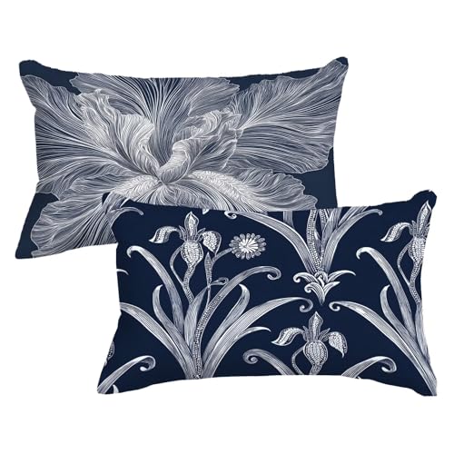 Kissenbezug 40 x 70cm 2er Set Rechteckig Kopfkissenbezug Blau Sofakissen Blume Dekokissen Samt Couchkissen Doppelseitig Zierkissen mit Unsichtbarer Reißverschluss Design für Herbst Deko,Model684 Kissenbezug 40 x 70cm 2er Set Rechteckig Kopfkissenbezug Blau Sofakissen Blume Dekokissen Samt Couchkissen Doppelseitig Zierkissen mit Unsichtbarer Reißverschluss Design für Herbst Deko,Model684 von Wjxzsccw