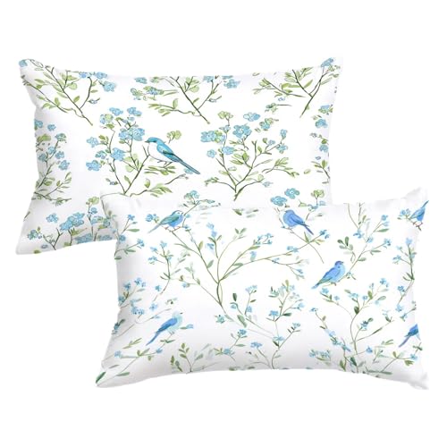 Kissenbezug 40 x 70cm 2er Set Rechteckig Kopfkissenbezug Weiß Sofakissen Blaue Blumen Dekokissen Samt Couchkissen Doppelseitig Zierkissen mit Unsichtbarer Reißverschluss für Herbst Deko,Model612 Kissenbezug 40 x 70cm 2er Set Rechteckig Kopfkissenbezug Weiß Sofakissen Blaue Blumen Dekokissen Samt Couchkissen Doppelseitig Zierkissen mit Unsichtbarer Reißverschluss für Herbst Deko,Model612 von Wjxzsccw