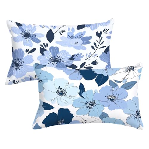 Kissenbezug 40 x 75cm 2er Set Rechteckig Kopfkissenbezug Blau Sofakissen Blume Dekokissen Samt Couchkissen Doppelseitig Zierkissen mit Unsichtbarer Reißverschluss Design für Herbst Deko,Model570 Kissenbezug 40 x 75cm 2er Set Rechteckig Kopfkissenbezug Blau Sofakissen Blume Dekokissen Samt Couchkissen Doppelseitig Zierkissen mit Unsichtbarer Reißverschluss Design für Herbst Deko,Model570 von Wjxzsccw