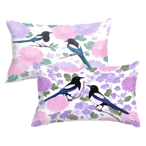 Kissenbezug 40 x 75cm 2er Set Rechteckig Kopfkissenbezug Lila Sofakissen Vogel Dekokissen Samt Couchkissen Doppelseitig Zierkissen mit Unsichtbarer Reißverschluss Design für Herbst Deko,Model672 Kissenbezug 40 x 75cm 2er Set Rechteckig Kopfkissenbezug Lila Sofakissen Vogel Dekokissen Samt Couchkissen Doppelseitig Zierkissen mit Unsichtbarer Reißverschluss Design für Herbst Deko,Model672 von Wjxzsccw