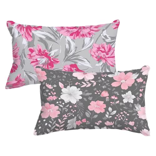 Kissenbezug 40 x 90cm 2er Set Rechteckig Kopfkissenbezug Rosa Sofakissen Blume Dekokissen Samt Couchkissen Doppelseitig Zierkissen mit Unsichtbarer Reißverschluss Design für Herbst Deko,Model576 Kissenbezug 40 x 90cm 2er Set Rechteckig Kopfkissenbezug Rosa Sofakissen Blume Dekokissen Samt Couchkissen Doppelseitig Zierkissen mit Unsichtbarer Reißverschluss Design für Herbst Deko,Model576 von Wjxzsccw