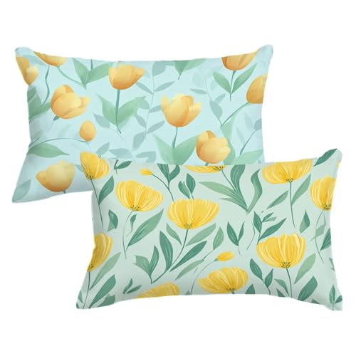 Kissenbezug 60 80 Gelbe Blume, GrüNe BläTter Kopfkissenbezug 60x80 cm mit Unsichtbarer Reißverschluss, Doppelseitig Samt Kissenhülle Sofakissen Schlafzimmer Dekokissen Bett Kissenbezüge,Model574 Kissenbezug 60 80 Gelbe Blume, GrüNe BläTter Kopfkissenbezug 60x80 cm mit Unsichtbarer Reißverschluss, Doppelseitig Samt Kissenhülle Sofakissen Schlafzimmer Dekokissen Bett Kissenbezüge,Model574 von Wjxzsccw