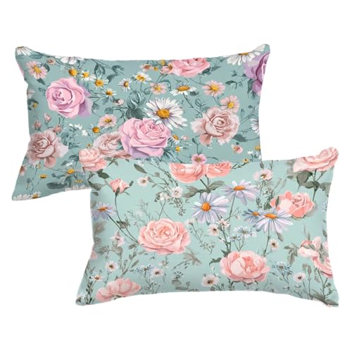 Kissenbezug 70 x 90cm 2er Set Rechteckig Kopfkissenbezug GrüN Sofakissen Blume Dekokissen Samt Couchkissen Doppelseitig Zierkissen mit Unsichtbarer Reißverschluss Design für Herbst Deko,Model642 Kissenbezug 70 x 90cm 2er Set Rechteckig Kopfkissenbezug GrüN Sofakissen Blume Dekokissen Samt Couchkissen Doppelseitig Zierkissen mit Unsichtbarer Reißverschluss Design für Herbst Deko,Model642 von Wjxzsccw