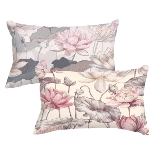 Kissenbezug 70 x 90cm 2er Set Rechteckig Kopfkissenbezug Lotus Sofakissen Blume Dekokissen Samt Couchkissen Doppelseitig Zierkissen mit Unsichtbarer Reißverschluss Design für Herbst Deko,Model750 Kissenbezug 70 x 90cm 2er Set Rechteckig Kopfkissenbezug Lotus Sofakissen Blume Dekokissen Samt Couchkissen Doppelseitig Zierkissen mit Unsichtbarer Reißverschluss Design für Herbst Deko,Model750 von Wjxzsccw