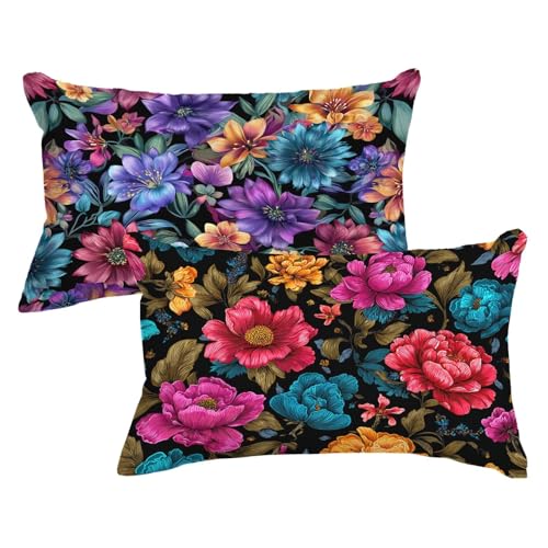 Kopfkissenbezug 30x60 2er Set Kissenbezug Schwarz Kissenbezüge Farbige Blumen Muster mit Unsichtbarer Reißverschluss Sofakissen Samt Dekokissen für Zimmer Deko Wohnzimmer Geschenke für Frauen,Model608 Kopfkissenbezug 30x60 2er Set Kissenbezug Schwarz Kissenbezüge Farbige Blumen Muster mit Unsichtbarer Reißverschluss Sofakissen Samt Dekokissen für Zimmer Deko Wohnzimmer Geschenke für Frauen,Model608 von Wjxzsccw