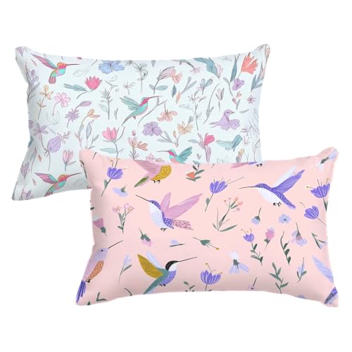 Kopfkissenbezug 30x60 2er Set Kissenbezug Weiß Kissenbezüge Blumen Und VöGel Muster mit Unsichtbarer Reißverschluss Sofakissen Samt Dekokissen für Zimmer Deko Wohnzimmer Geschenke für Frauen,Model614 von Wjxzsccw