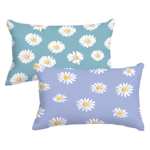 Kopfkissenbezug 40x90 2er Set Kissenbezug Modern Kissenbezüge GäNseblüMchen Muster mit Unsichtbarer Reißverschluss Sofakissen Samt Dekokissen für Zimmer Deko Wohnzimmer Geschenke für Frauen,Model656 von Wjxzsccw