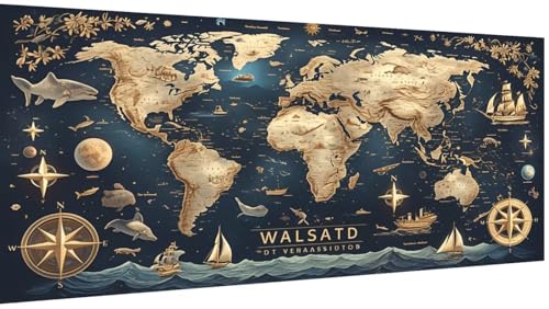 Weltkarte Diamond Painting Erwachsene XXL 60x30cm, 5D Diamant Painting Bilder Retro Muster, DIY Eckige Steine Daiments Malerei Anfänger Mosaikherstellung Bastelset, Schlafzimmer Deko Aesthetic Model30 Weltkarte Diamond Painting Erwachsene XXL 60x30cm, 5D Diamant Painting Bilder Retro Muster, DIY Eckige Steine Daiments Malerei Anfänger Mosaikherstellung Bastelset, Schlafzimmer Deko Aesthetic Model30 von Wjxzsccw