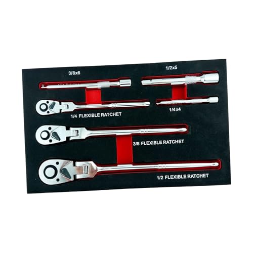Verstellbares Ratschenschlüssel-Set, drehbarer Kopf und 3 Verlängerungsstangen im Lieferumfang enthalten, einfache Bedienung für komplexe mechanische Reparaturen, schwer erreichbare Bereiche von Wkldjf