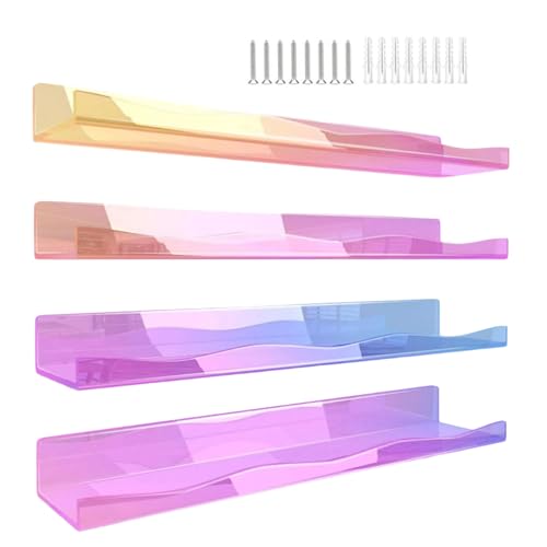 Wkldjf 4pcs Regenbogen Acryl Wandregale Moderne Regenbogenfarbe Wandmontierte Regale Für Bücher Und Spielzeugschlafzimmer Dekore von Wkldjf