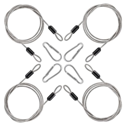 Wkmamo 4 Stück Stahlseil mit Ösen 1 m Stahlseil Anti-Diebstahl ，Mit 4 Aluminiumringen，Edelstahl Sicherheitskabel Drahtseil mit Ösen für Fahrräder und Gepäck von Wkmamo