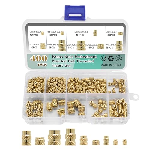 Wkmamo 400 Stück Gewindeeinsatz,Innengewinde Gerändeltes Messing Gewindeeinsatz Einbettmutter Sortiment Kit M2 M2.5 M3 M4 M5 M6 für Kunststoffteile oder 3D Druckteile durch Ultraschall Wkmamo 400 Stück Gewindeeinsatz,Innengewinde Gerändeltes Messing Gewindeeinsatz Einbettmutter Sortiment Kit M2 M2.5 M3 M4 M5 M6 für Kunststoffteile oder 3D Druckteile durch Ultraschall von Wkmamo