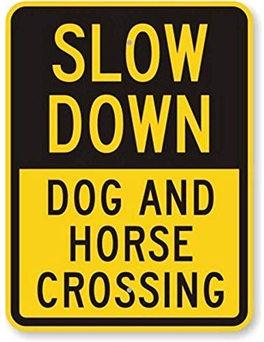 Metall-Blechschild, 20,3 x 30,5 cm, "Slow Down" – Hund und Pferd überqueren, Warnhinweis, Verkehrssicherheit, Straßensicherheit, Metall-Blechschild, 20,3 x 30,5 cm, "Slow Down" – Hund und Pferd überqueren, Warnhinweis, Verkehrssicherheit, Straßensicherheit, von Wkokos