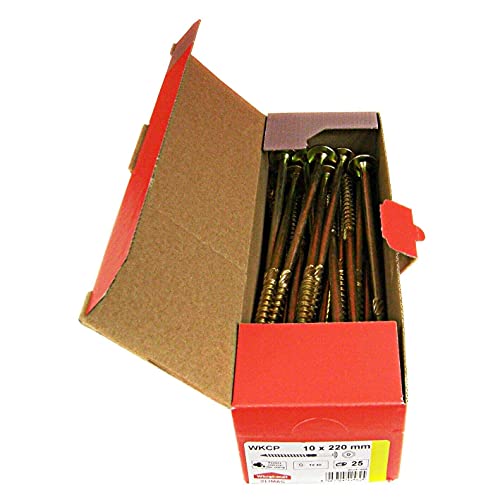 KLIMAS Holzschrauben Torx - Tellerkopfschrauben TX Gelb Schrauben - Flachkopfschrauben Holz - Tellerkopf - Schrauben Set Torx - Holzschrauben Set Dachkonstruktion Schrauben - 10x220 mm - 25 Stück von KLIMAS