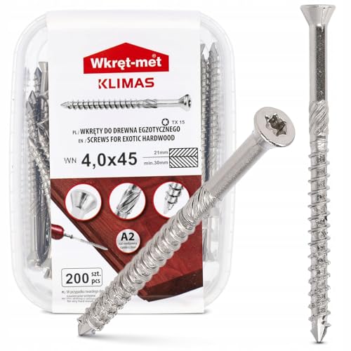 Klimas Terrassenschrauben Edelstahl A2 – 4 x 45 mm - 200 Stück Klimas Terrassenschrauben Edelstahl A2 – 4 x 45 mm - 200 Stück von Wkret-Met