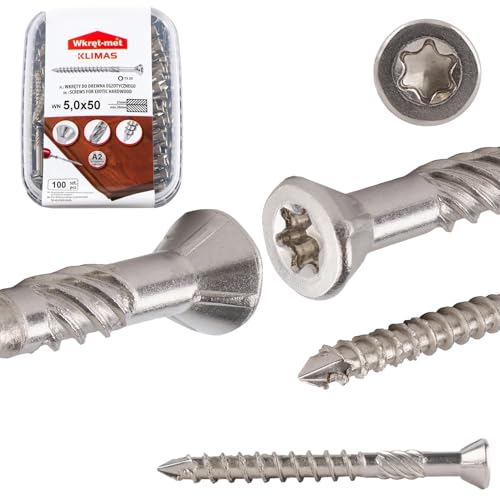 Klimas Terrassenschrauben Edelstahl A2-5 x 50 mm - 100 Stück von Wkret-Met
